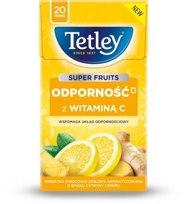 Tetley Herbatka o smaku cytryny i imbiru 20 szt