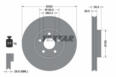 DISCO DE FRENADO PRO+ FORD GALAXY 15> SZ TEXTAR 92283105 DISCO DE FRENADO  