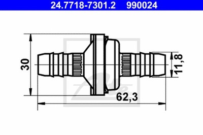 КЛАПАН ПАТРУБОК ВАКУУМНИЙ 24.7718-7301.2