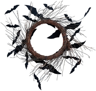 WIENIEC Z GAŁĄZEK Z NIETOPERZAMI HALLOWEEN