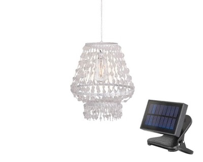 Lampa Glamour SOLARNA wisząca biała ogród taras