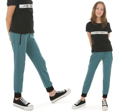 Spodnie dresowe dla dziewczynki - 146 TURKUS