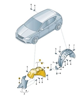 IZQUIERDA PARTE DELANTERA ALETA COMPENSADORA SEAT LEON 5F0809957F  