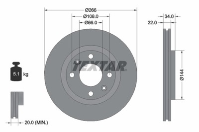 DISCO HAM. CITROEN P. BERLINGO C2- C3- C4- DS3- XSARA- 206- 207- 208- 307  