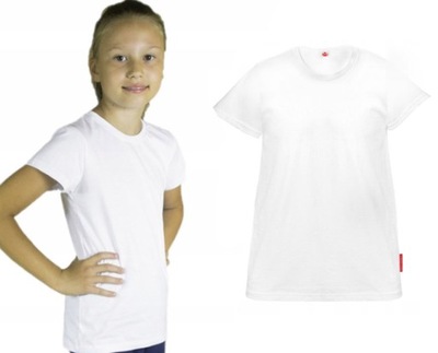 Biała koszulka dla dziewczynki k. rękaw PL WF 134