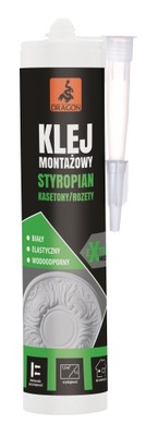 Klej montażowy styropian kasetony rozety BIAŁY 280 ml Dragon