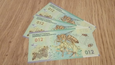 Banknot testowy Pszczoła Miodna 012 UNC Polimer