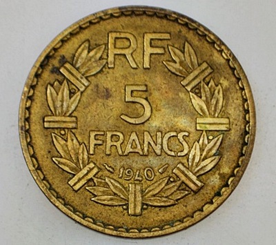 FRANCJA 5 FRANKÓW 1940