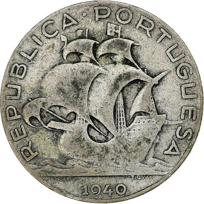 Portugal, 2-1/2 Escudos, 1940, Lisbon, Srebro, EF(