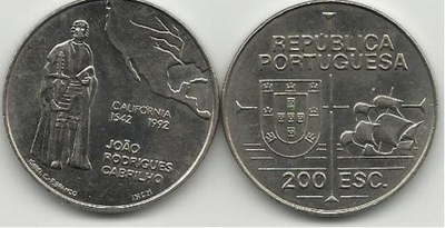 PORTUGALIA 200 ESCUDO 1992 CALIFORNIA UNC