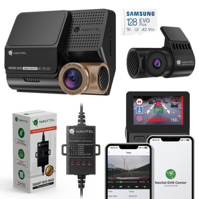 Adapter zasilania Smart Box + wideorejestrator Navitel RS990 GPS NV + 128GB