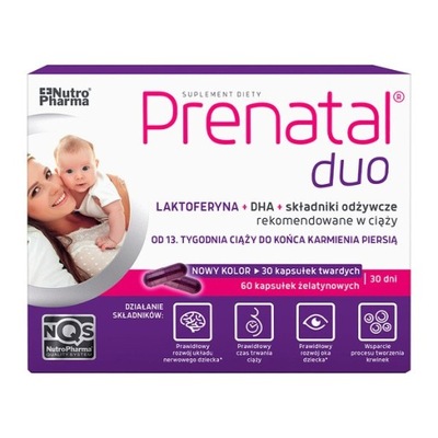 Prenatal Duo 90 kapsułek 30kaps+ 60kaps witaminy ciąża