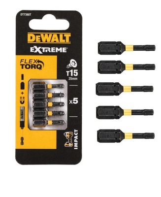 DeWalt bity udarowe T15 25mm TORSION 5szt DT7380T