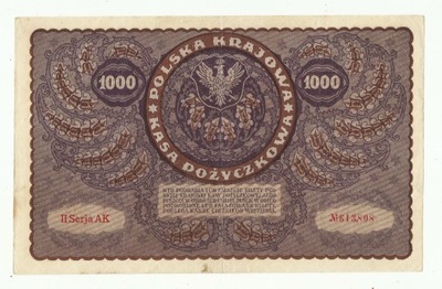 1000 Marek Polskich 1919 II seria AK ładne