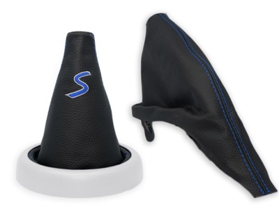 Mini cooper s r50 комплект чехлы рычага czarna кожа вышивка granatowy фото №1