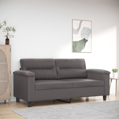 VidaXL 2-osobowa sofa, szary, 140 cm, sztuczna skóra