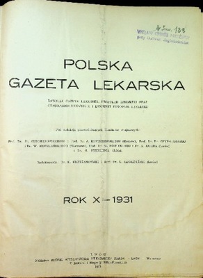 Polska gazeta lekarska rok X nr 1 do 52 1931 r.