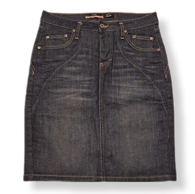 Granatowa jeansowa krótka ołówkowa spódnica PLEASE
