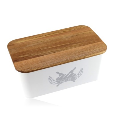 CHLEBAK DOVE Z DREWNIANĄ DESKĄ biały