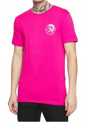 Różowy T-shirt Męskie Marka DIESEL Logo _ XL