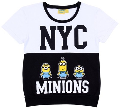 Czarno-biały t-shirt MINIONKI PRIMARK 42/44