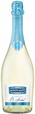 Wino bezalkoholowe MONTE SANTI białe słodkie 750 ml BOLLICINE MUSUJĄCE 0%