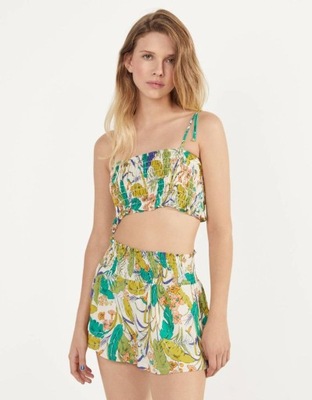 BERSHKA KOLOROWE SZORTY PRINT (S)