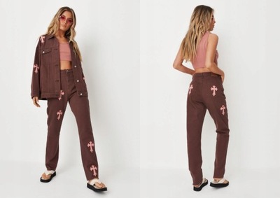 MISSGUIDED SPODNIE JEANSOWE ZE ZDOBIENIEM XXL