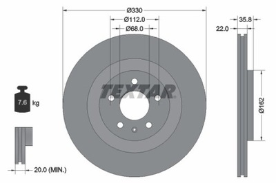 2X ДИСК ГАЛЬМІВНИЙ VW ЗАД A4/A5 07-/A6/A7 10- 330MM 92238305