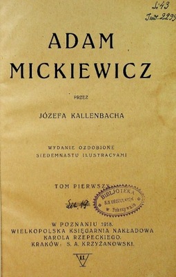 Adam Mickiewicz Tom I 1918 r.