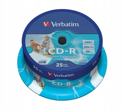 Cd-R Verbatim 52X 700Mb (Cake 25) Wide Printable