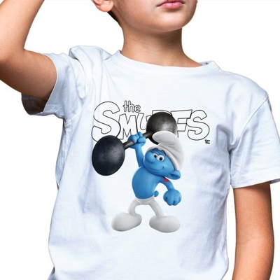 Koszulka T-shirt DZIECIĘCY SMERFY Wzory - 122 cm