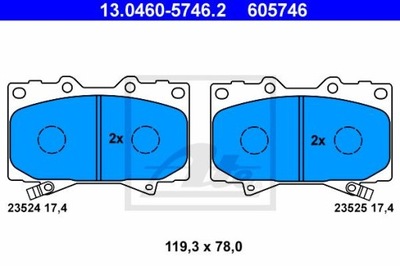 ATE 13.0460-5746.2 КОЛОДКИ ТОРМОЗНЫЕ ПЕРЕД TOYOTA LAND CRUISER 1998-2007