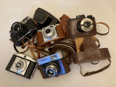 Zestaw 5 zabytkowych aparatów fotograficznych Druh Agfa Sokol