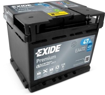 АККУМУЛЯТОР EXIDE PREMIUM 12V 47AH 450A EA472 - 3 ГОДА ГАРАНТИИ