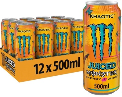 12 x MONSTER ENERGY JUICE KHAOTIC NAPÓJ 500ML
