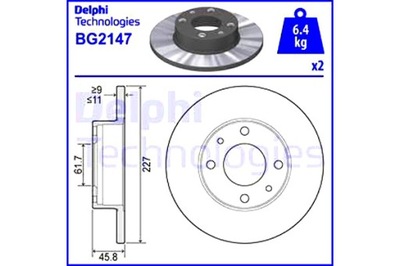 DELPHI ДИСКИ ТОРМОЗНЫЕ ТОРМОЗНЫЕ 2 ШТУКИ. ПЕРЕД ЗАД FIAT 125 127 131 132 147 900