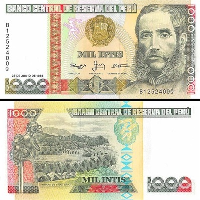 PERU - 1000 INTIS - 1988 - P 136B - UNC + GRATIS *NN