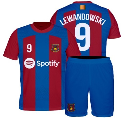 LEWANDOWSKI BARCELONA strój sportowy komplet koszulka spodenki 170 (L)