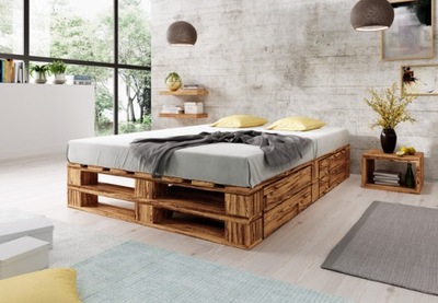 Łóżko z szufladami rustykalne 200x200 (M2_200x200_2SZUF_R)