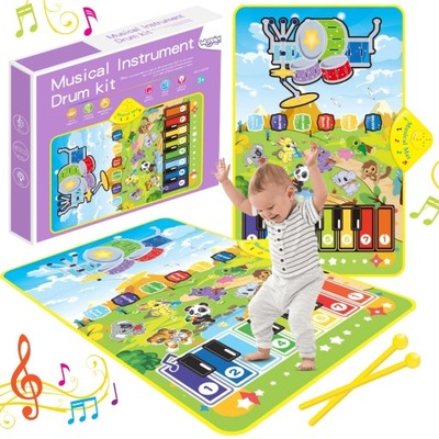 MATA MUZYCZNA INTERAKTYWNA ZWIERZĄTKA PIANINO I PERKUSJA 2w1FARMA WOOPIE