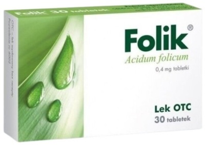 Folik kwas foliowy 0,4 mg 30 tabletek