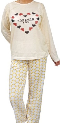 XL, Piżama damska bawełniana długie Spodnie 3906