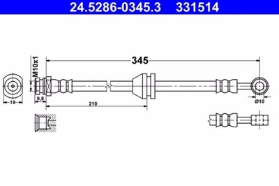 ТОРМОЗА ПАТРУБОК HAMULC ELAST ATE 24.5286-0345.3