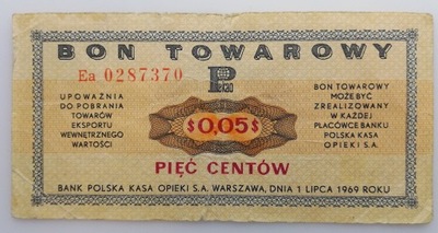 5 centów 1969 bon towarowy Pewex seria Ea