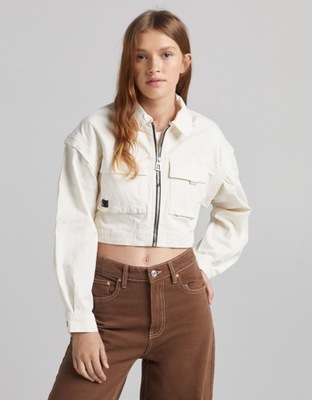 BERSHKA_KURTKA BEZRĘKAWNIK CROP 1304019 R.XS