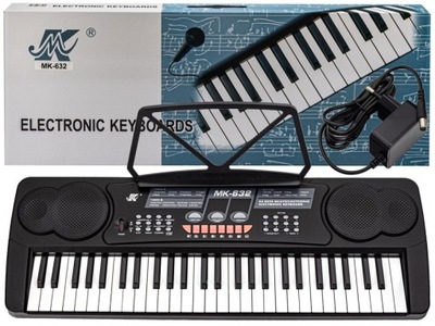 Keyboard Organy 54 Klawisze Zasilacz Mikrofon MK-632 Zestaw dla dzieci