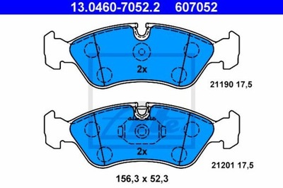 ATE 13.0460-7052.2 КОЛОДКИ ГАЛЬМІВНІ ПЕРЕД OPEL ASTRA/VECTRA 88-03