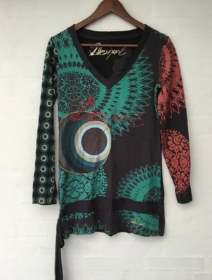 DESIGUAL wzorzysta wielokolorowa bluzka tunika bawełna print L