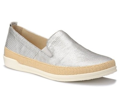 ESPADRYLE CAPRICE 9-24201-20 SREBRNY SLIP-ON 40,5